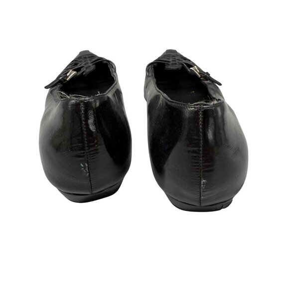 Prada Women's Flats Sz 39/US 8.5 Black Patent Leather Pointed Toe Criss-Cross - Picture 8 of 8